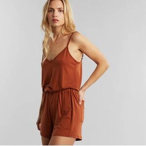 J. Crew Spaghetti Strap Cinched Waist Romper Burnt Orange